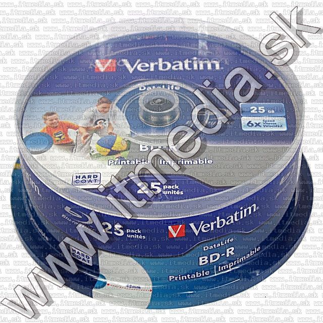 Image of Verbatim BluRay BD-R 6x (25GB) 25cake Fullprint HTL (43811) (IT9275)