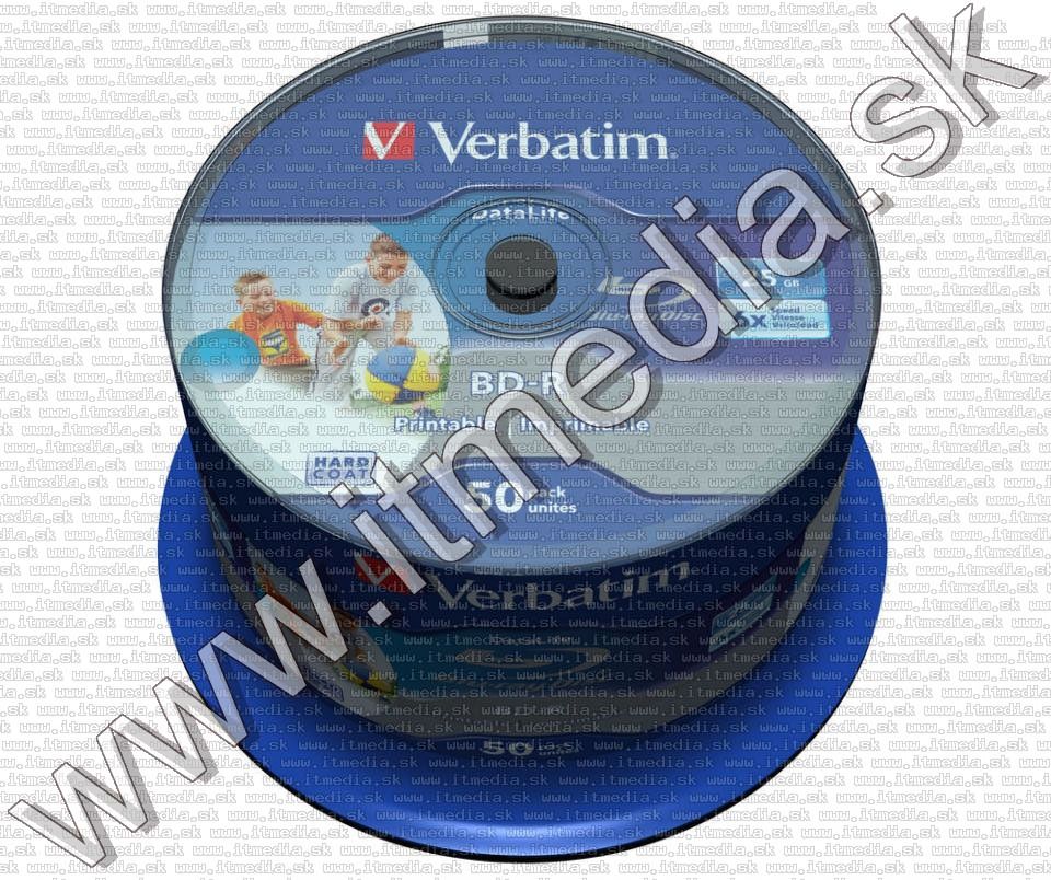 Image of Verbatim BluRay BD-R 6x (25GB) 50cake Fullprint HTL (43812) (IT12883)