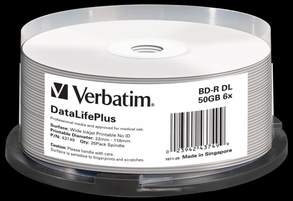 Image of Verbatim BD-R 6x (50GB) BluRay paper Fullprint NO-ID (43749) Hard Coat (IT14034)