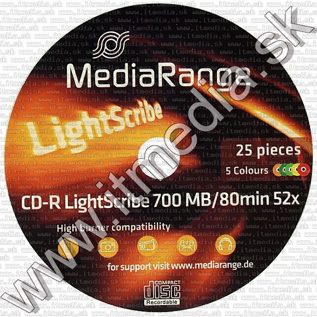 Image of MediaRange CD-R 52x 25cake **COLOR LIGHTSCRIBE** (IT7804)