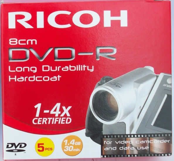 Image of Ricoh ***mini*** DVD-R 4x maxijc **UHC Scratchproof** (IT1729)