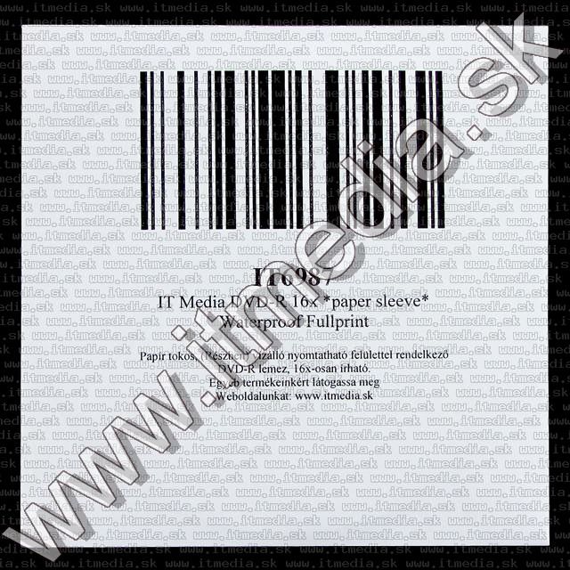 Image of IT Media DVD-R 16x *paper sleeve* Waterproof Fullprint (IT6987)