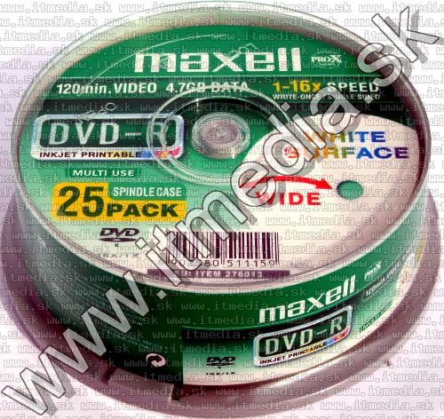 Maxell DVD-R 16x 25cake **FULLPRINT** (IT6128) Image of Maxell DVD-R 16x 25cake **FULLPRINT** (IT6128)