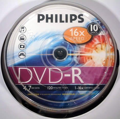 Image of Philips DVD-R 16x 10cake (IT2413)