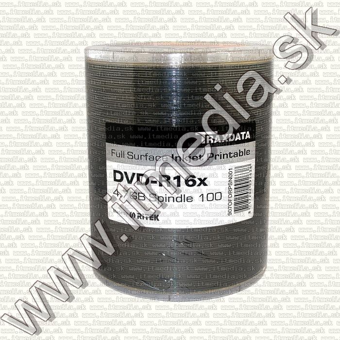 Traxdata DVD-R 16x 100cw RITEK Fullprint NO-ID (IT11940) Image of Traxdata DVD-R 16x 100cw RITEK Fullprint NO-ID (IT11940)