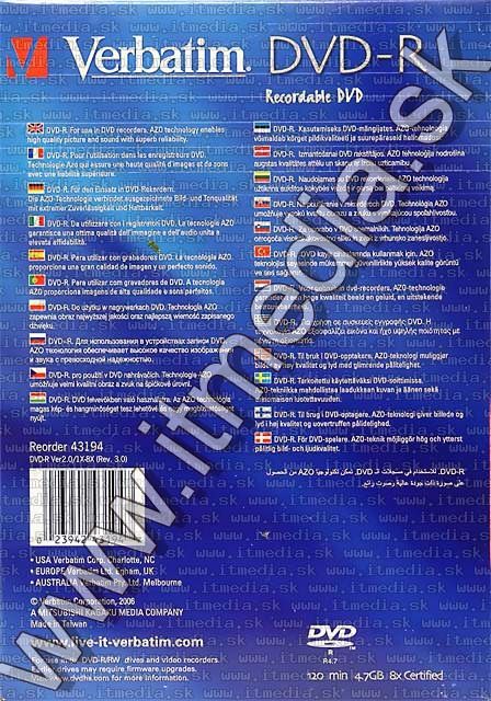 Image of Verbatim DVD-R 8x **DVD BOX** 5-pack (43194) (IT4888)