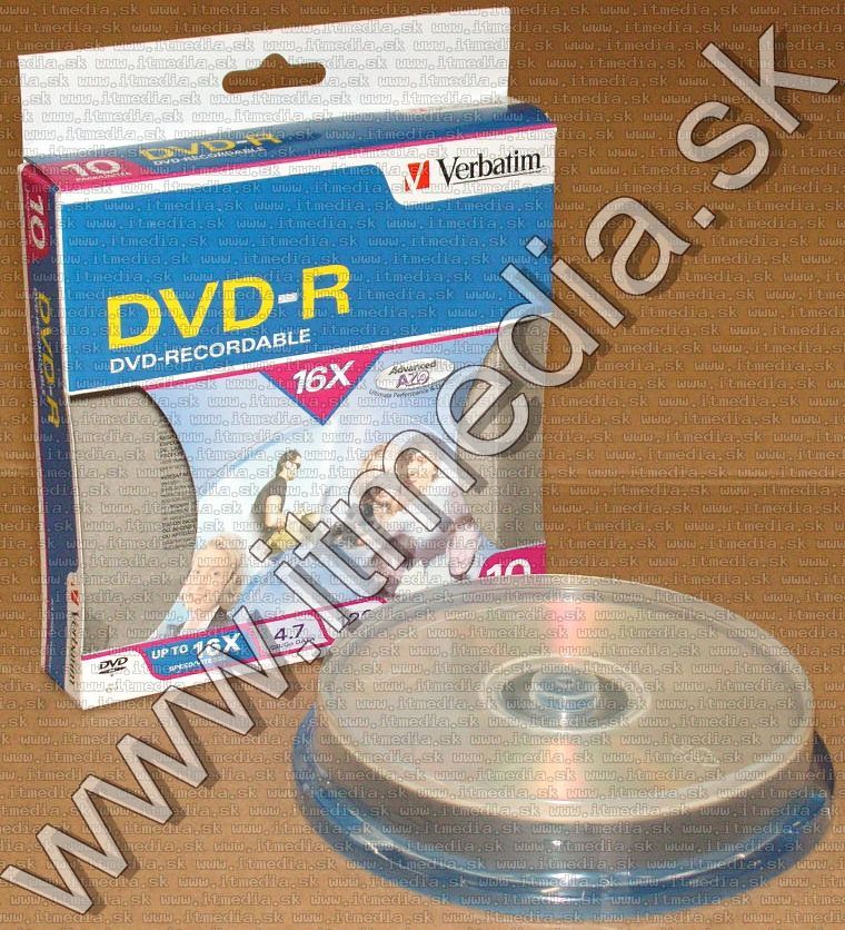 Verbatim DVD-R 16x **10cw** Blister (95100) Taiwan (IT13443) Image of Verbatim DVD-R 16x **10cw** Blister (95100) Taiwan (IT13443)