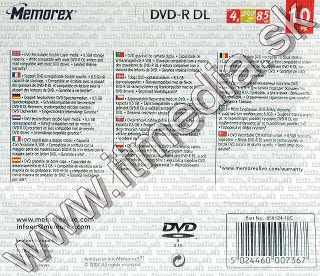 Image of Memorex DVD-R DualLayer 4x 10SlimJC (IT4405)