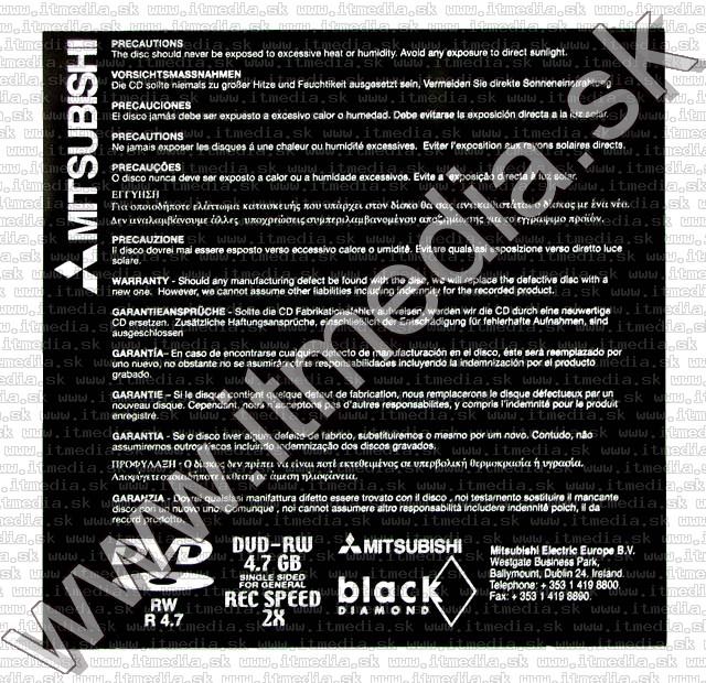Image of Mitsubishi Black Diamond DVD-RW 2x SlimJC (IT5414)