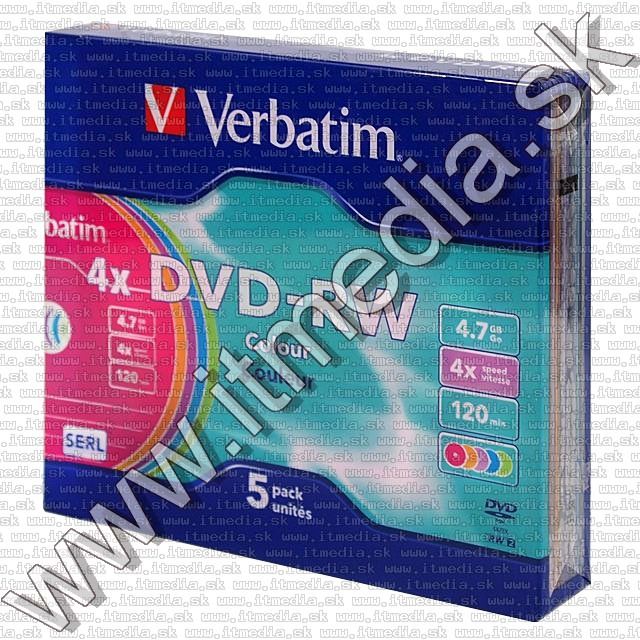Image of Verbatim DVD-RW 4x *COLOR* SlimJC (43563) (IT7675)