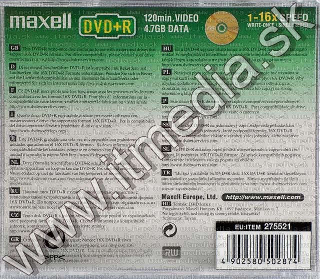 Image of Maxell DVD+R 16x NormalJC 5-pack (IT5127)