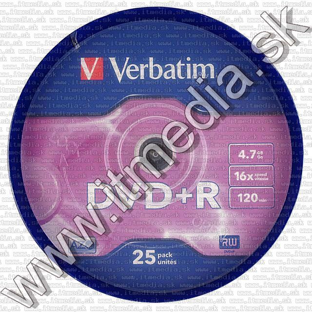Image of Verbatim DVD+R 16x 25cake *Taiwan* (43500) (IT10224)