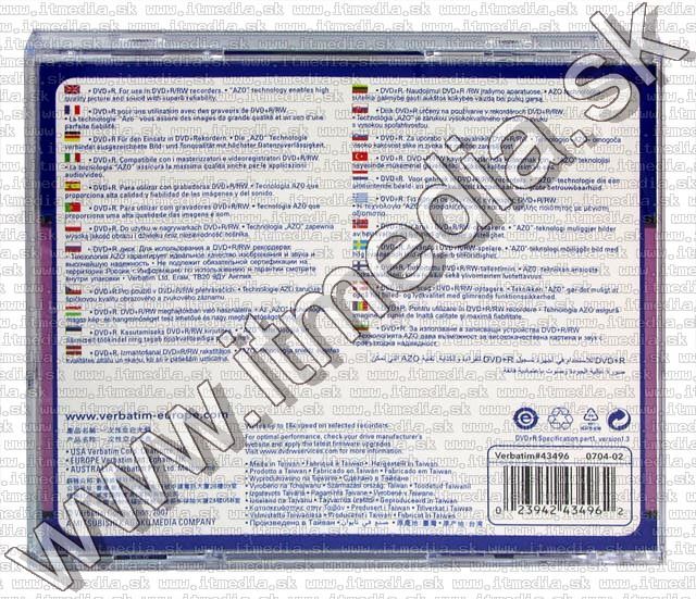 Image of Verbatim DVD+R 16x ---NormalJC--- (43497) (IT5424)