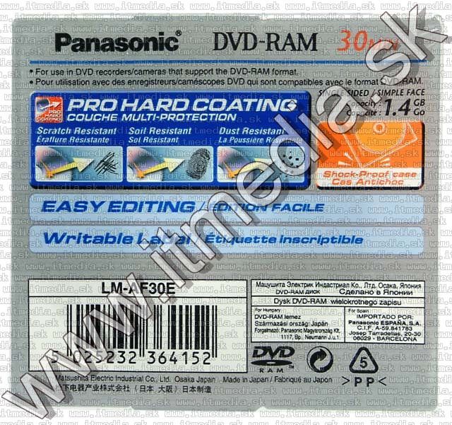 Image of Panasonic DVD-RAM 1.4G MINI *White top* *Scratchproof* (IT4373)