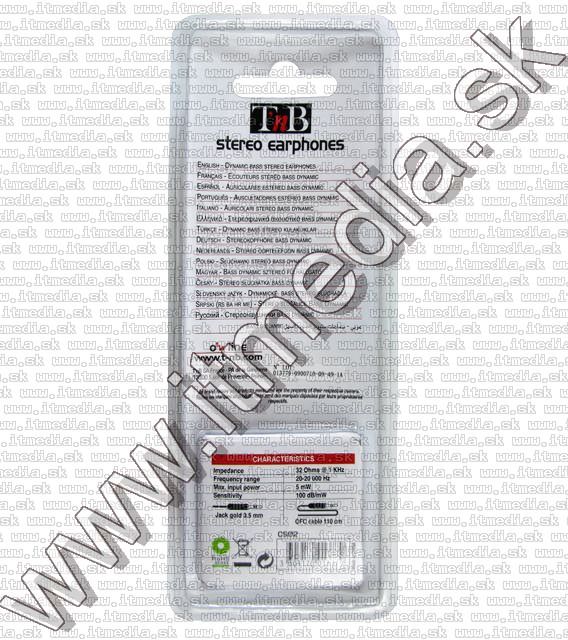 Image of TnB Earphones 3.5mm Jack *CS02* (IT3917)