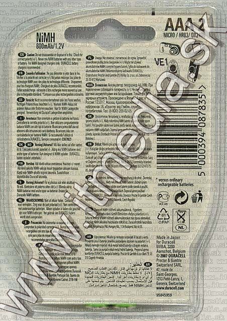 Image of Duracell *Active Charge* akku HR03 2x800 mAh AAA (IT4506)