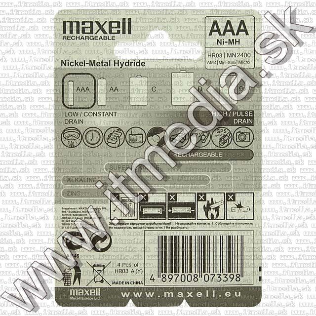Image of Maxell Ni-Mh akku HR03 4x 900 mAh AAA (IT7724)