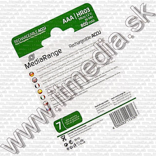 MediaRange Ni-Mh akku HR03 4x 800 mAh AAA (IT9404) Image of MediaRange Ni-Mh akku HR03 4x 800 mAh AAA (IT9404)