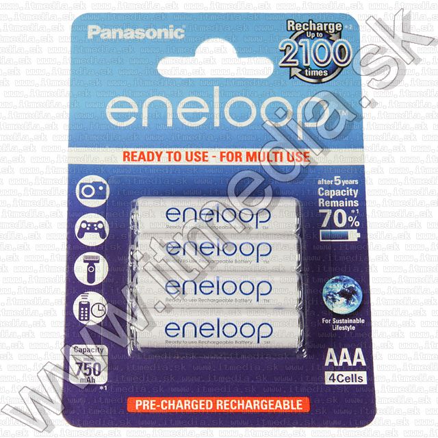 Image of Panasonic Eneloop akku HR03 4x750 mAh AAA *BLISTER* *Ready2Use* (IT9924)