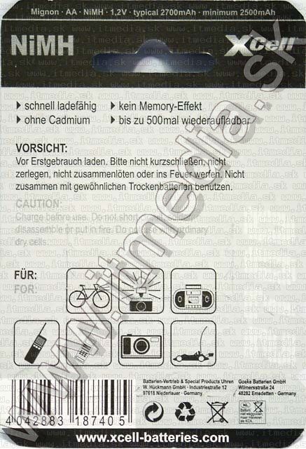 Image of XCell akku HR06 **4x** 2700 mAh AA (IT4480)