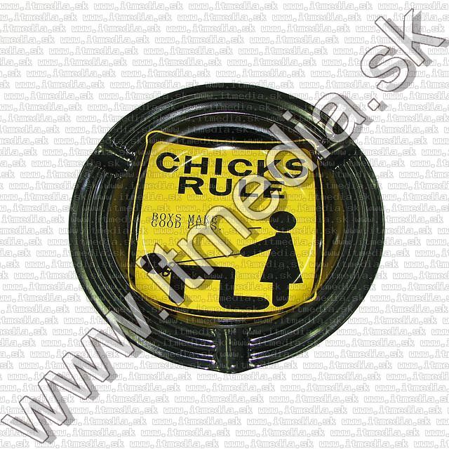 Image of Small Metal Ashtray no. 02 *Chicks rule* (IT10249)
