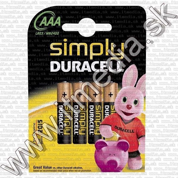 Image of Duracell Simple Alkaline Battery 4xAAA LR03 (IT13112)
