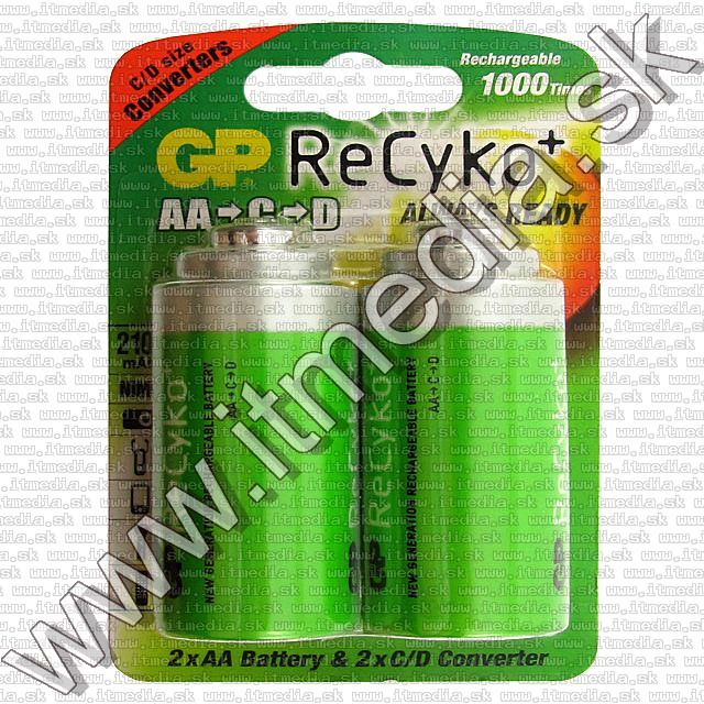 Image of GP Recyko Battery Adapter Pack AA-C C-D 2x + 2x2100mAH (IT7128)
