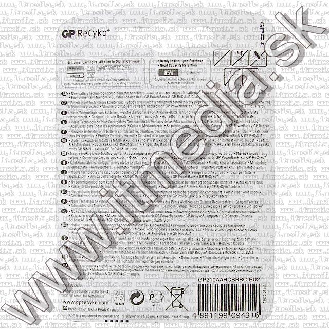 Image of GP Recyko Battery Adapter Pack AA-C C-D 2x + 2x2100mAH (IT7128)