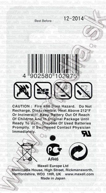 Image of Maxell CR1025 gombelem (IT6802)