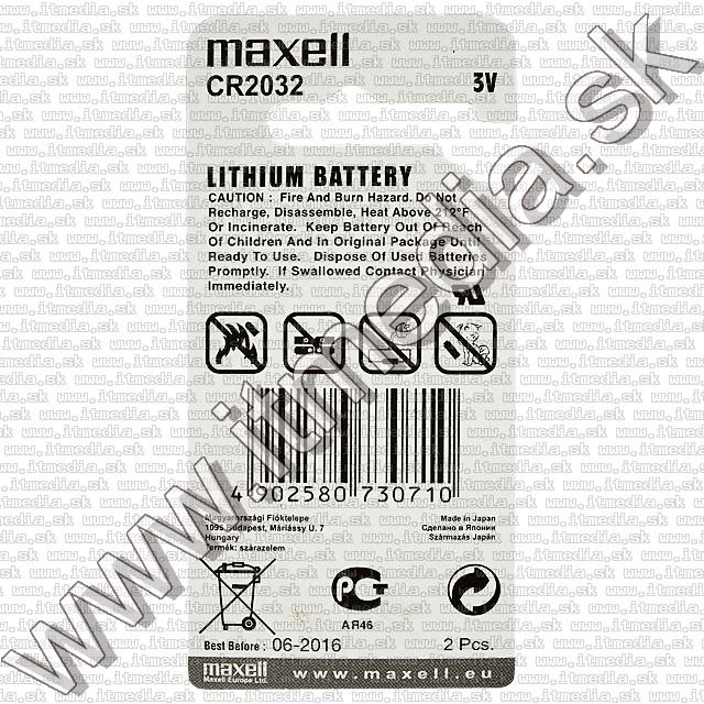 Image of Maxell CR2032 gombelem 2db/csomag (IT7397)