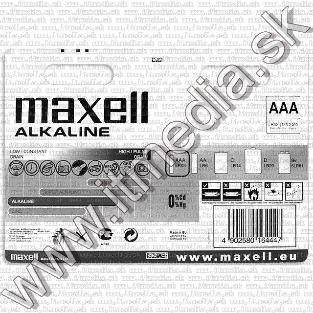Image of Maxell battery ALKALINE 8xAAA LR03 exp. 2015 (IT7825)