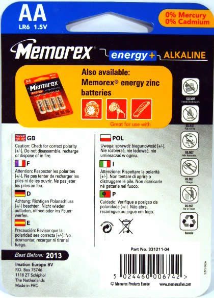 Image of Memorex battery ALKALINE 4xAA LR06 (IT3744)