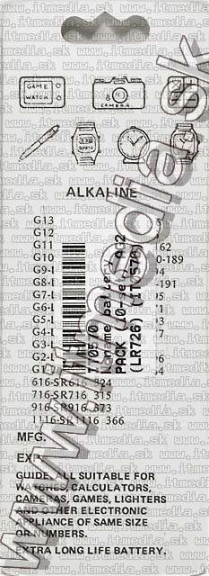 Noname battery PACK (10-set) AG2 (LR726) (IT0570) Image of Noname battery PACK (10-set) AG2 (LR726) (IT0570)