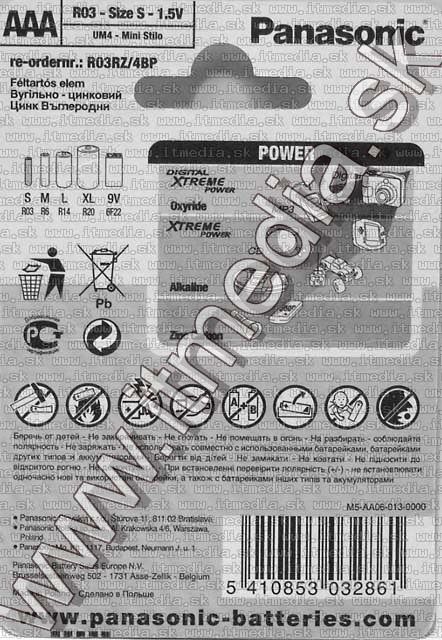 Image of Panasonic battery *standard* 4xAAA (R03) (IT4470)