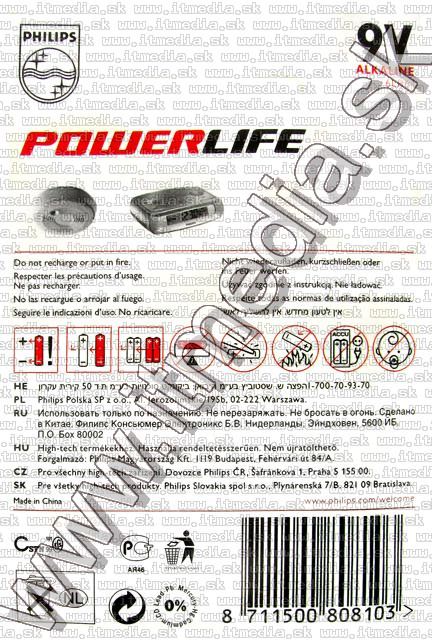 Image of Philips battery ALKALINE 1x9v (6LR61) blister (IT5593)