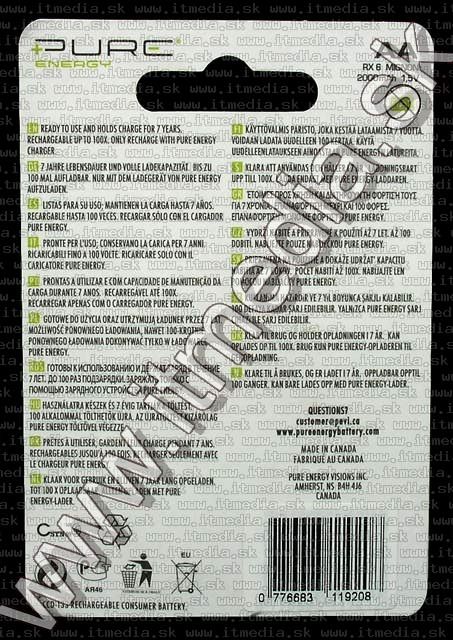 Image of PureEnergy *rehargeable* Alkaline battery RX06 AA 2-pack 1.5V (IT5155)