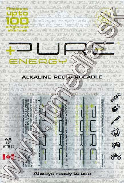 Image of PureEnergy *rehargeable* Alkaline battery RX06 AA 4-pack 1.5V (IT5156)