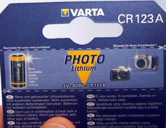 Image of VARTA PHOTO battery CR123 (IT3887)