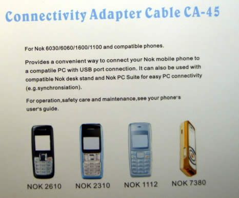 Image of USB Cellphone cable CA-45 (Nokia) BULK info! (IT4188)