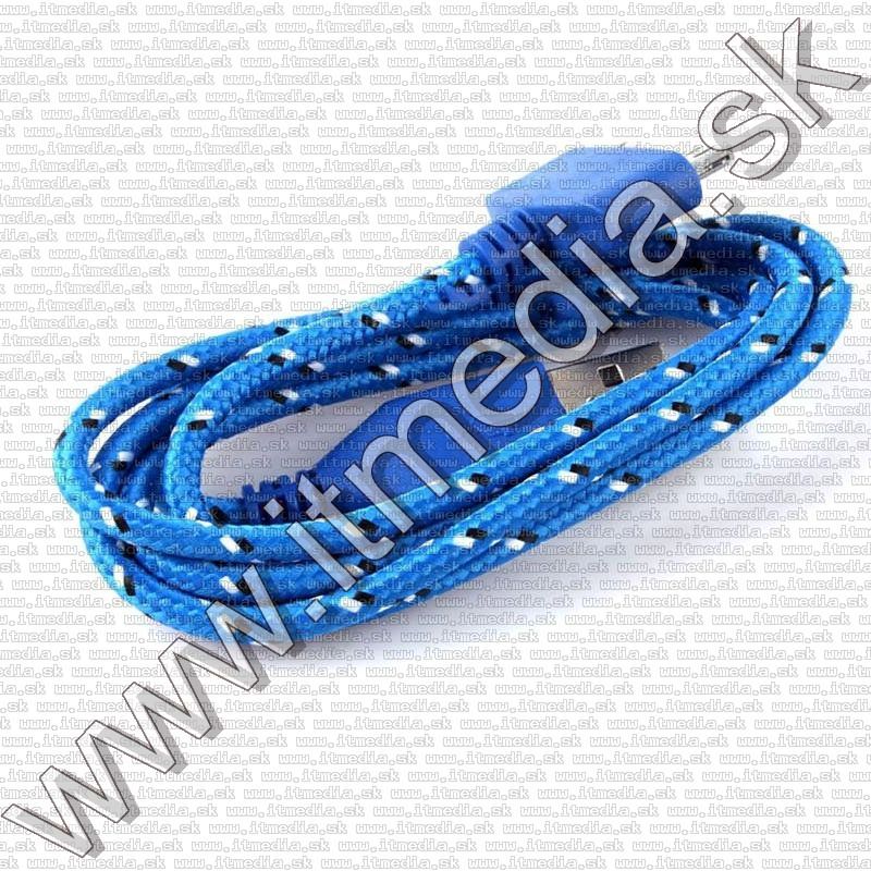 Image of Cellphone cable iphone 3G 4G *Blue* *Bulk* Fabric (IT13098)