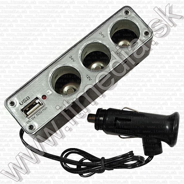Image of Car Cigar Socket 3-way Splitter Cable with USB (IT8512)