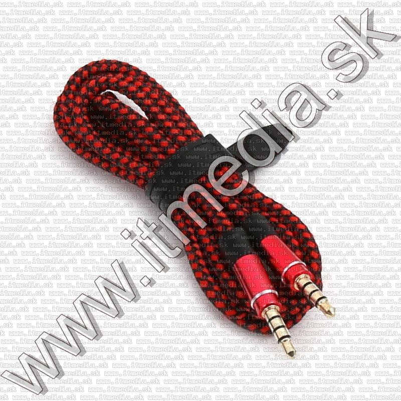 Image of Jack(3.5)-jack(3.5) 4-pin audio cable 1m Fabric Red (IT13715)
