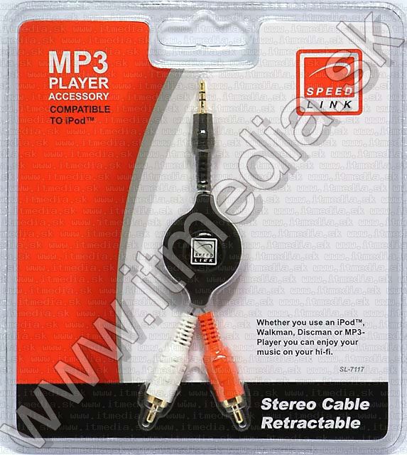 Image of Jack-2xRCA audio cable *retractable* 80cm (IT4909)