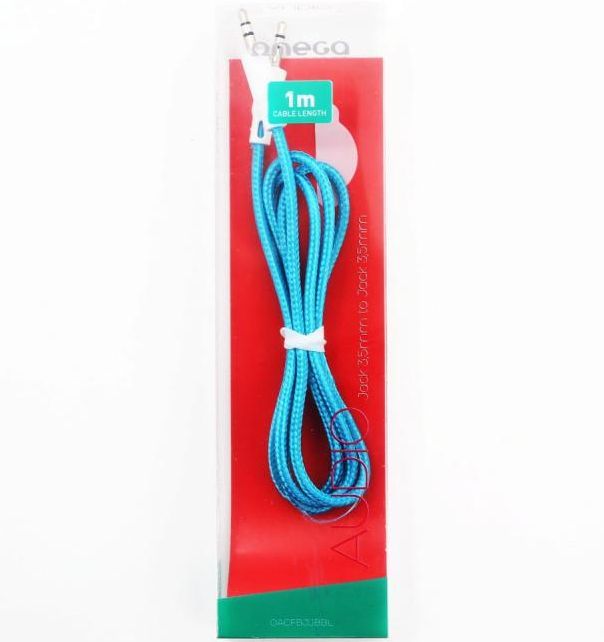 Image of Jack(3.5)-jack(3.5) 3-pin audio cable 1m Fabric [44281] Blue (IT14598)