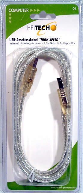 Image of USB 2.0 Printer cable 1.8m *Green LED* *C6* (IT3360)