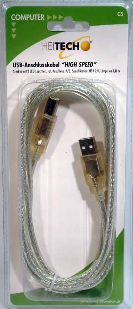 Image of USB 2.0 Printer cable 1.8m *Red LED* *C5* (IT3362)