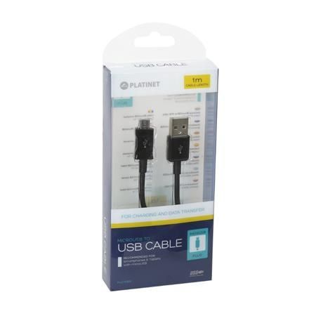 Image of USB - microUSB cable 1m *Black* 2A HQ *Blister* (IT11938)