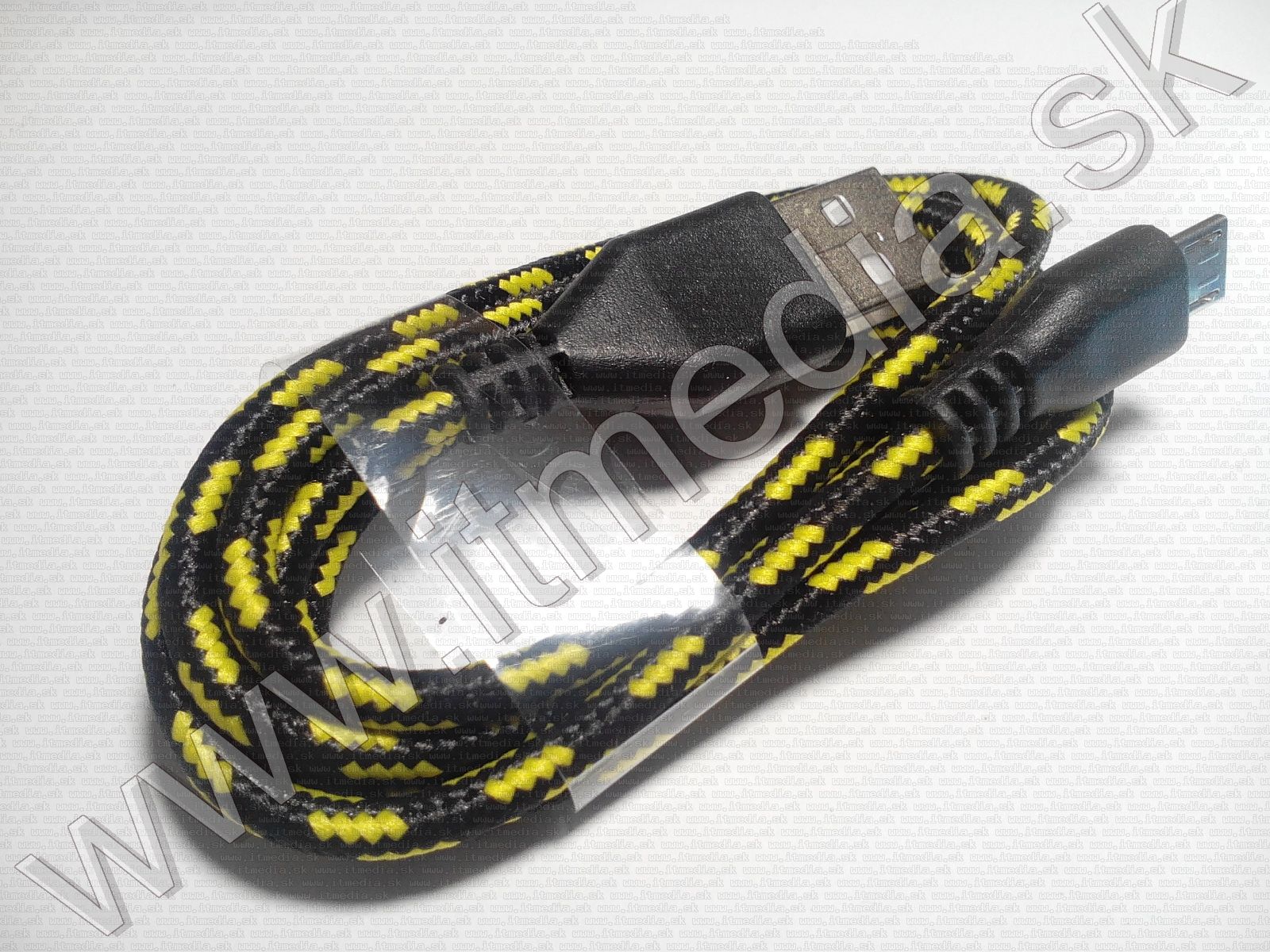 Image of USB - microUSB kábel 1m *Cipőfűző* Fekete-sárga (IT11820)