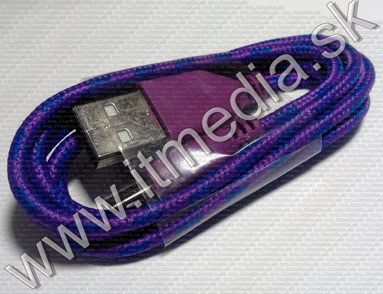 Image of USB - microUSB kábel 1m *Cipőfűző*  Lila-kék (IT11033)