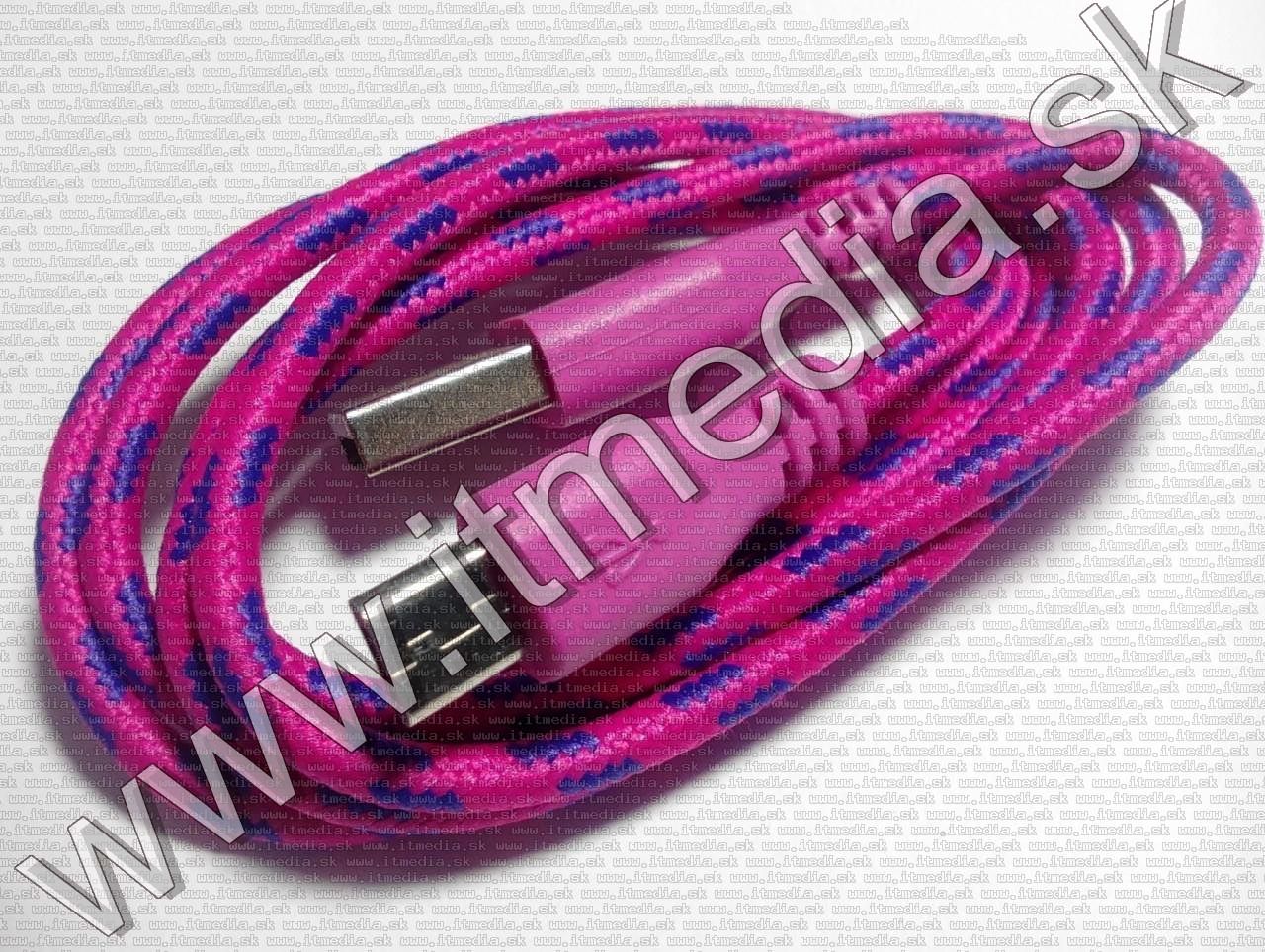 Image of USB - microUSB kábel 1m *Cipőfűző* Rózsaszín-kék (IT10750)